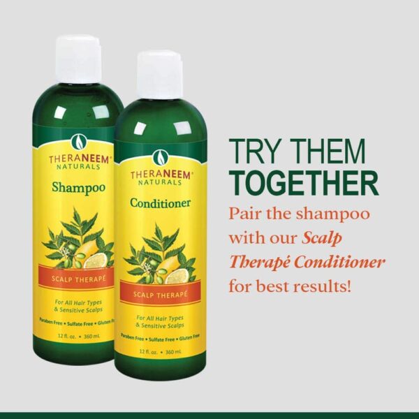 Thera Neem Scalp Therapy Shampoo, 12oz - Protects, Nourishes and Calms Sensitive Scalp with Organic Neem, Lemon and Peppermint Oils - Vegan and Cruelt - Image 4