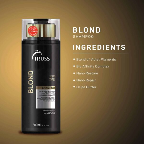 TRUSS Blond Shampoo - Toning & Color Protect Shampoo with Frizz Control - Violet Pigmented Blonde Shampoo that Controls Brassy and Yellow + Orange Ton - Image 6