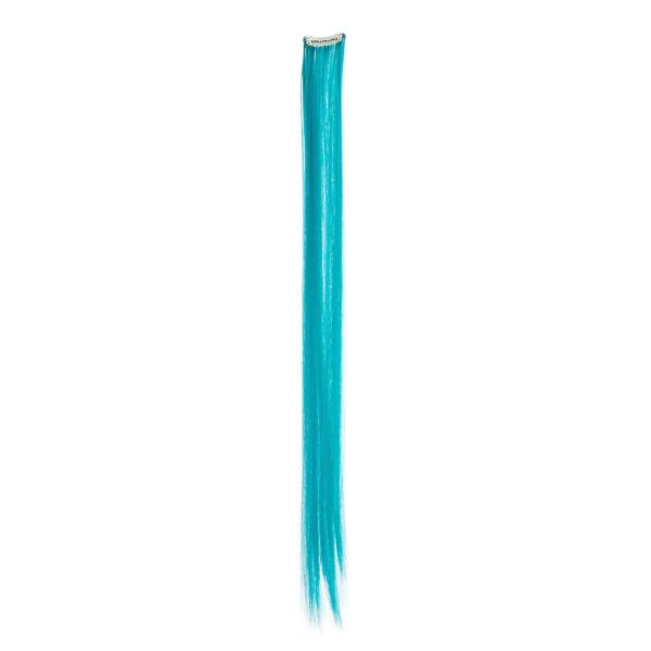 SWACC 7 Pcs Full Head Party Highlights Clip on in Hair Extensions Colored Hair Streak Synthetic Hairpieces (22-Inch Straight, Teal Blue) - Image 8