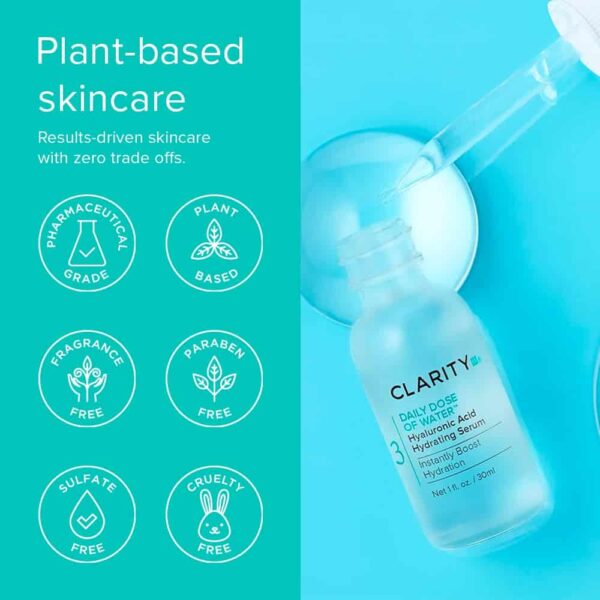 ClarityRx Daily Dose of Water Hyaluronic Acid Hydrating Face Serum, Natural Plant-Based Daily Moisturizing Treatment for Dry, Dull Skin (1 fl oz) - Image 5