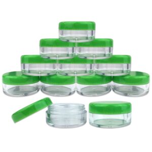 Beauticom (Quantity: 25 Pieces) 5G/5ML Round Clear Jars with GREEN Lids for Lotion, Creams, Toners, Lip Balms, Makeup Samples - Image 2