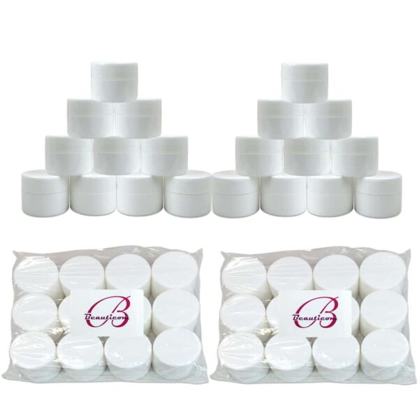 Beauticom 24 Pieces 7G/7ML (0.25oz) WHITE Sturdy Thick Double Wall Plastic Container Jar with Foam Lined Lid for Scrubs, Oils, Salves, Creams, Lotions
