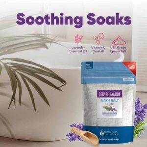 Deep Relaxation Bath Salt 128 Ounces Epsom Salt with Natural Lavender Essential Oil Plus Vitamin C in BPA Free Pouch - Image 8