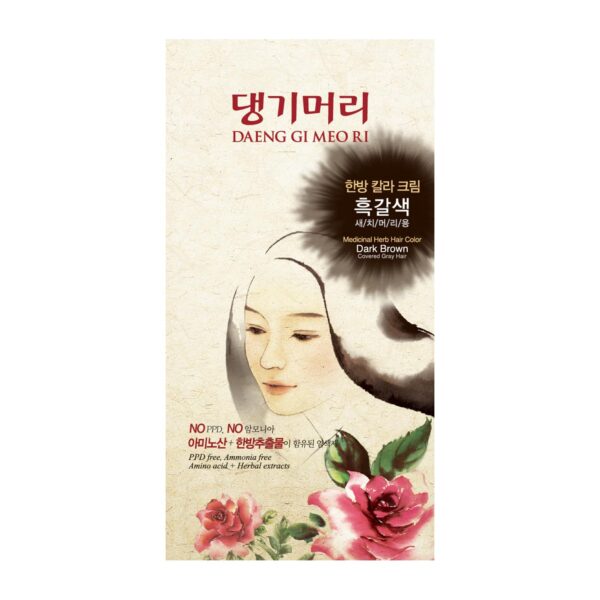 Daeng Gi Meo Ri ? Korean Herbal Hair Dye Color Cream [Dark Brown] - PPD-Free Gray Coverage, Hair Protection, High-Keratin Formula, 8.47 Oz