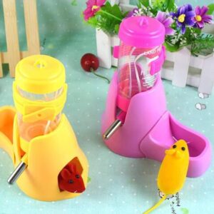 Hamster Automatic Water Bottle Drinking Feeder Dispenser Bottle 80ML with Food Feeder Station bowl Pet Container for Small Animals(Yellow) - Image 5