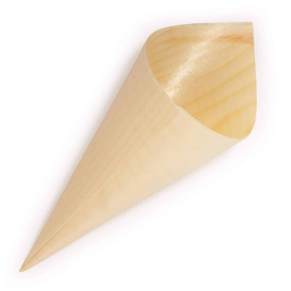 BambooMN - Disposable Food and Appetizer Wood Cones - 5" x 2" - 100 Pieces