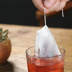 TamBee 100 Pack Disposable Tea Filter Bags Empty Muslin Drawstring Seal Filter Tea Bags Drawstring Herb Loose Tea bag (1.97"X2.76" / 5cm X 7cm) - Image 3