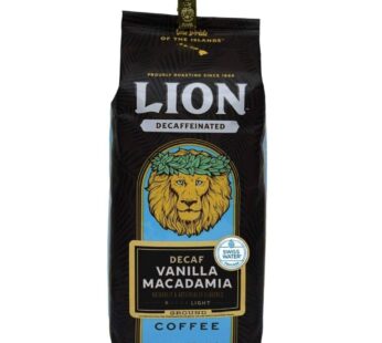 Lion Coffee, Swiss Water DECAF, Vanilla Macadamia Flavor, Light Roast, Ground, 10 Ounce Bag