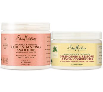 Shea Moisture Curly Hair Care Bundle ??Coconut & Hibiscus Curl Enhancing Smoothie & Jamaican Black Castor Oil Strengthen & Restore Leave-In Conditione