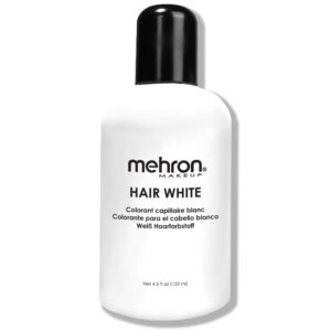 Mehron Makeup Hair White | Washable White Hair Dye | Temporary Hair Color for Theatre, Cosplay, & Halloween 4.5 oz (133 ml) (White) - Image 1