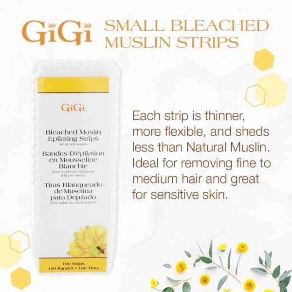 GiGi Small Bleached Muslin Epilating Strips for Hair Waxing/Hair Removal, 100 Strips - Image 2
