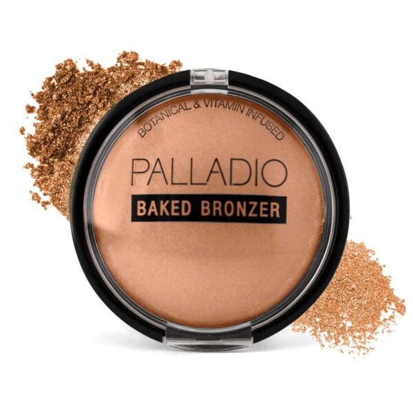 Palladio Baked Bronzer, Highly Pigmented and Easy to Blend, Shimmery Bronzed Glow, Use Dry or Wet, Lasts all day long, Provides Rich Tanning Color Fin