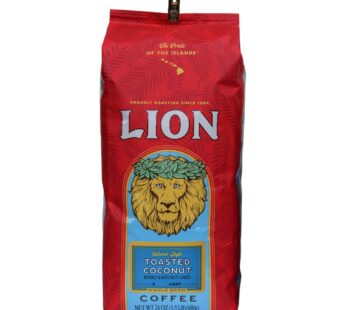 Lion Coffee Toasted Coconut Flavored, Light Roast Whole Bean Coffee, A Taste of Aloha – 24 Ounce Bag