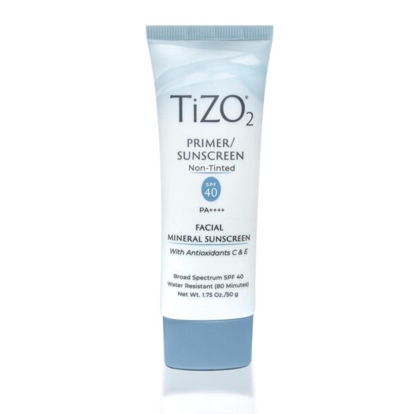 TiZO2 Facial Mineral Sunscreen and Primer, Non-tinted Broad Spectrum SPF 40 with Antioxidants, Sheer matte finish, Fragrance-Free, Oil-Free, Dermatolo