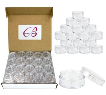 Beauticom 10g/10ml (0.35 Fl Oz) Round Clear Jars with Round Top Lids for Creams, Lotions, Make Up, Powders, Glitters, and more… (Color: Clear Lid, Q