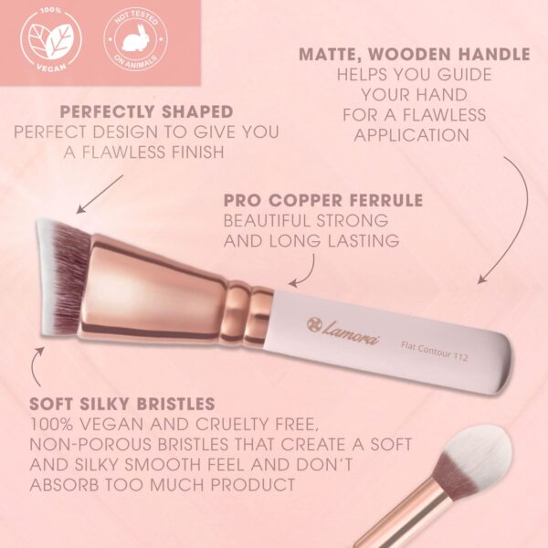 Pro Face Contour Brush Set - Synthetic Contouring Sculpting and Highlighting Kit - Cream Blush Powder Flat Nose Cheek Round Small Angled Fan Tapered P - Image 4