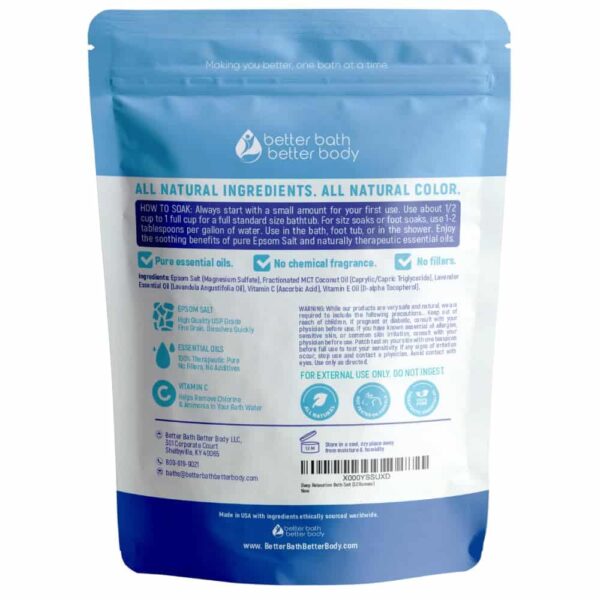 Deep Relaxation Bath Salt 32 Ounces Epsom Salt with Natural Lavender Essential Oil Plus Vitamin C in BPA Free Pouch with Easy Press-Lock Seal - Image 2