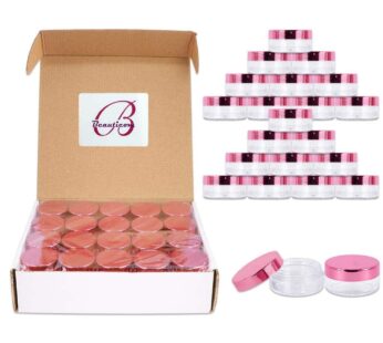 Beauticom 10g/10ml (0.35 Fl Oz) Round Clear Jars with Round Top Lids for Creams, Lotions, Make Up, Powders, Glitters, and more… (Color: Metallic Ros