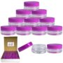 (Quantity: 50 Pieces) Beauticom 3G/3ML Round Clear Jars with PURPLE Lids for Scrubs, Oils, Toner, Salves, Creams, Lotions, Makeup Samples, Lip Balms -