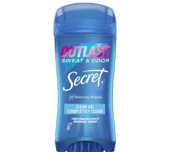 Secret Outlast Antiperspirant Deodorant for Women, Sweat & Odor Protection, PH Balancing Minerals, Clear Gel, Completely Clean Scent, 2.6 oz