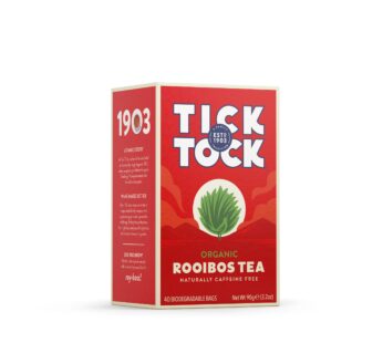 TICK TOCK TEAS Organic Rooibos Tea Bags, Organic Original Rooibos Tea, 40 Count