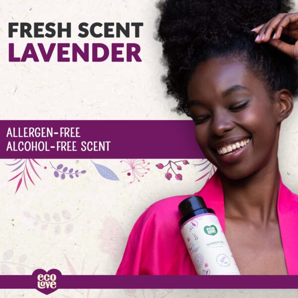 ecoLove - Natural Moisturizing Body Wash for Dry Skin - Organic Blueberry, Grape & Lavender - No SLS or Parabens - Vegan and Cruelty-Free Shower Gel, - Image 3
