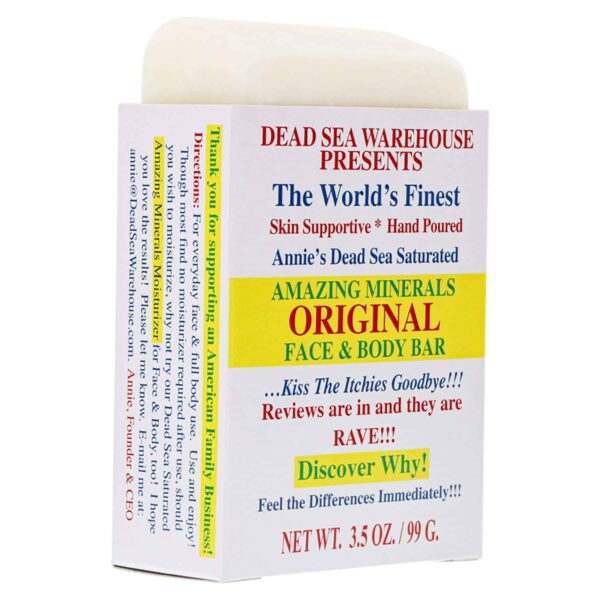 Dead Sea Warehouse ? Amazing Minerals Original Face & Body Bar ? 3.5 OZ ? Dead Sea Salt Soap ? All Natural ? Soothes & Supports Healthy Skin ? Vegan