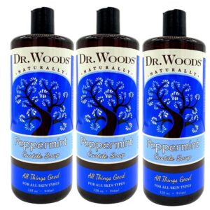 Dr. Woods Pure Peppermint Liquid Castile Soap, 32 Ounce (Pack of 3) - Image 1