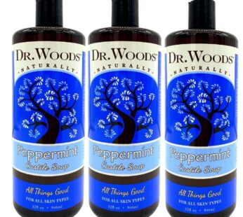 Dr. Woods Pure Peppermint Liquid Castile Soap, 32 Ounce (Pack of 3)