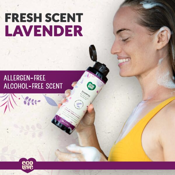 ecoLove - Natural Shampoo, Sodium lauryl sulfate Free, Vegan & Cruelty Free Shampoo for Color Treated Hair, Very Dry & Damaged Hair, Organic Lavender - Image 4