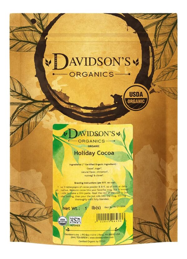 Davidson's Organics, Holiday Cocoa, Loose Leaf Cacao, 16-Ounce Bag