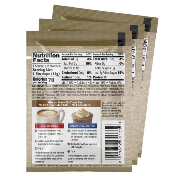 Caffe D'Vita French Vanilla Cappuccino Envelopes, 0.5-Ounce Packages (Pack of 48) - Image 3