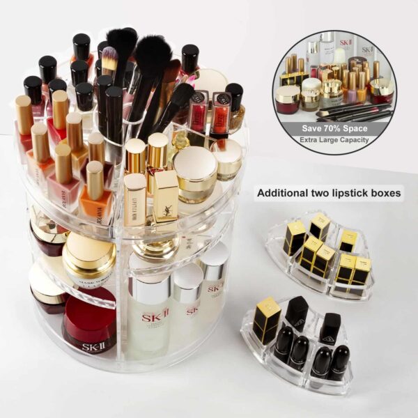 AMEITECH Makeup Organizer, 360 Degree Rotating Adjustable Cosmetic Storage Display Case with 8 Layers Large Capacity, Fits Jewelry, Makeup Brushes, Li - Image 4