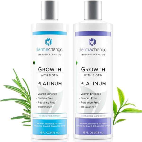 DermaChange Biotin Shampoo and Conditioner Set - Hair Growth Shampoo and Conditioner for Men & Women - Shampoo Conditioner for Dry, Damage & thinning