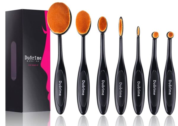Duorime New 7pcs Black Oval Toothbrush Makeup Brush Set Cream Contour Powder Concealer Foundation Eyeliner Cosmetics Tool ?