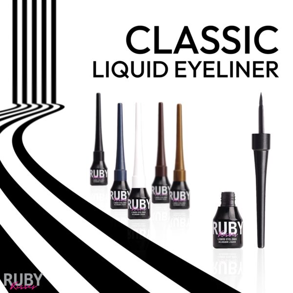 Ruby Kisses Classic Liquid Eyeliner, Smudgeproof Long Lasting Eye Makeup with Felt-Tip Applicator (1 PACK, White) - Image 8