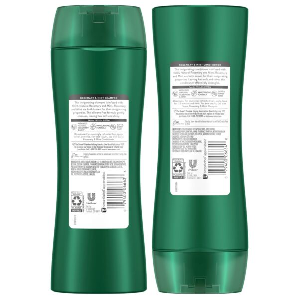 Suave Shampoo and Conditioner, Rosemary & Mint ? Invigorating Formula with 100% Natural Essential Oils, 12.6 Oz Ea - Image 2