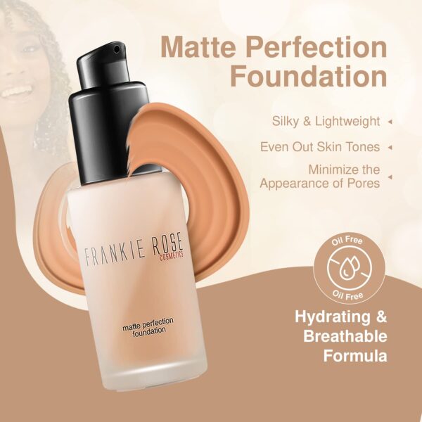 Frankie Rose Cosmetics Matte Perfection Foundation Makeup ? Long-Lasting, Hydrating Foundation for Semi-Matte Finish - Foundation Full Coverage for Al - Image 5