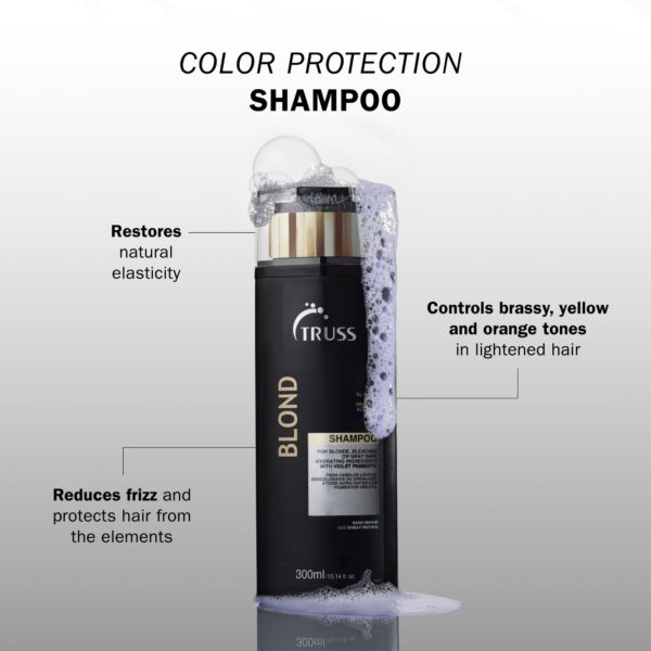 TRUSS Blond Shampoo - Toning & Color Protect Shampoo with Frizz Control - Violet Pigmented Blonde Shampoo that Controls Brassy and Yellow + Orange Ton - Image 2