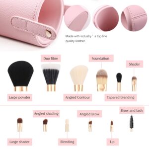 Z'OREYA Makeup Brush Set 12pcs Pink Synthetic Makeup Brushes Travel Set With Holder Makeup Brush Organizer Foundation Powder Contour Blush Eye Cosmeti - Image 2