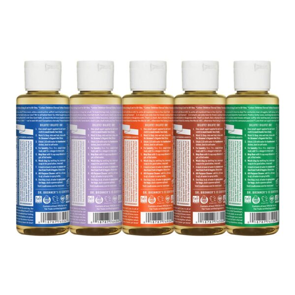 Dr. Bronner's - Pure-Castile Liquid Soap (4 Ounce Variety Pack) Peppermint, Lavender, Tea Tree, Eucalyptus, Almond - Made with Organic Oils, 18-in-1 U - Image 2