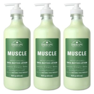 Village Naturals Therapy Muscle Shea Butter Lotion, Eucalyptus Mint Scent, 16 fl oz, Pack of 3 - Image 1