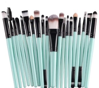 KOLIGHT? 20 Pcs Pro Makeup Set Powder Foundation Eyeshadow Eyeliner Lip Cosmetic Brushes (Black+Green)