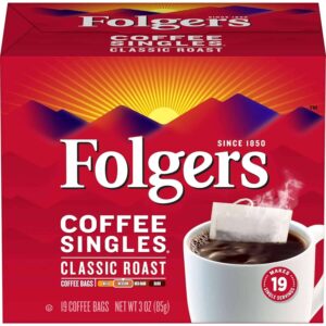 Folgers Coffee Singles - 19 packets per box, 12 boxes per case - Image 1