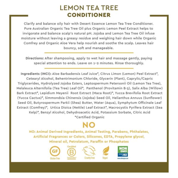 Desert Essence Lemon Tea Tree Shampoo & Conditioner Bundle - 8 Fl Ounce - Clarifying For Oily Hair - Essential Oils - Strengthen & Protect Hair - Effe - Image 3