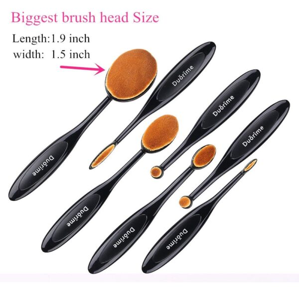 Duorime New 7pcs Black Oval Toothbrush Makeup Brush Set Cream Contour Powder Concealer Foundation Eyeliner Cosmetics Tool ? - Image 3