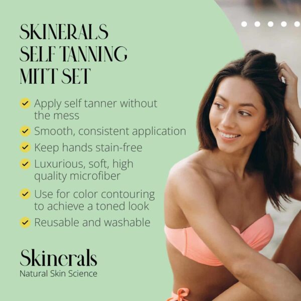 Skinerals Self Tanner Mitt Set, Ultra Soft Double-Sided Application Tanner, Exfoliating Glove and Face Mitt for the Most Even Tan, Tanning Mitt Applic - Image 6