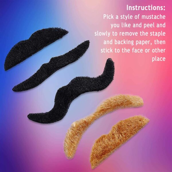Whaline 48 Piece Self Adhesive Fake Mustache Set Novelty Mustaches for Costume and Halloween Festival Party - Image 4