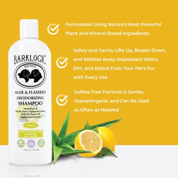 BarkLogic Deodorizing Lemon Dog Shampoo - Sulfate Free, No Phthalates, No Parabens, No PEG's, Made with Naturally Derived Ingredients - Image 3