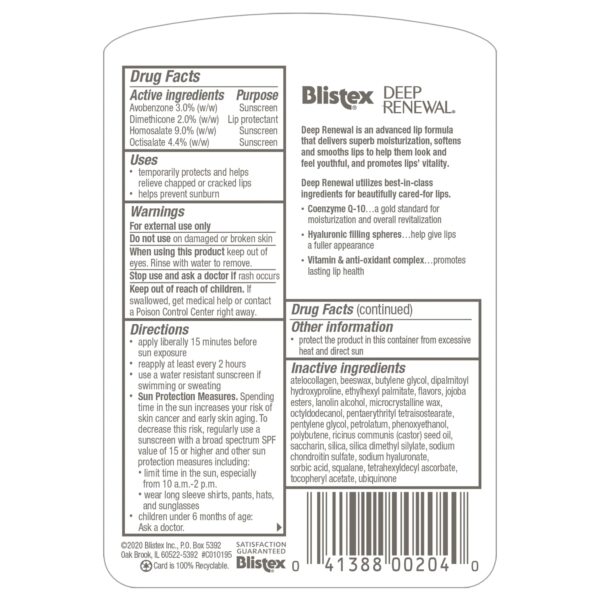 Blistex Deep Renewal, Anti-Aging Formula, 0.13 Ounce, (Pack of 12) Moisturizes, Protects & Revitalizes, Broad Spectrum SPF 15, For Younger Looking Lip - Image 4